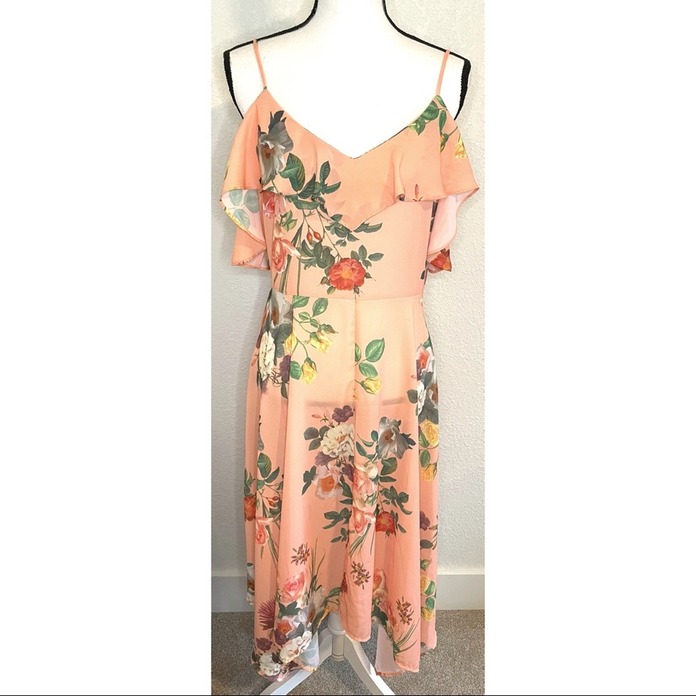 belle sky pink floral maxi dress size medium M